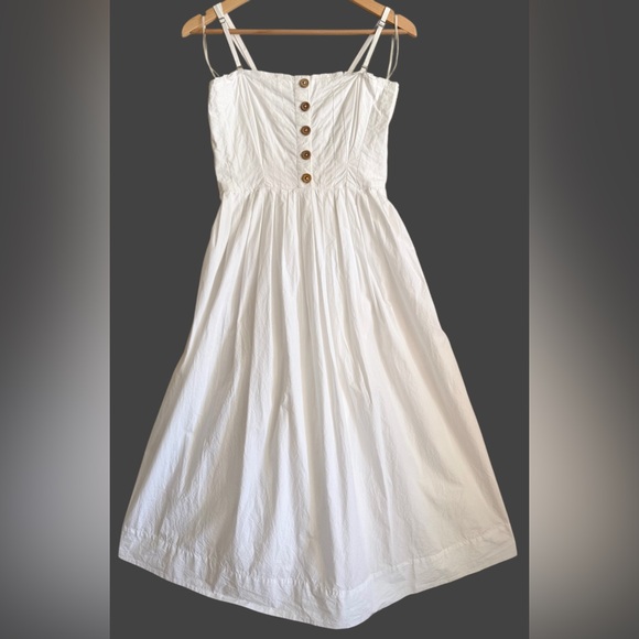 FREE PEOPLE 100% Cotton Feminine Versatile Lilah Pleated Tube Midi Dress Sz M - Picture 6 of 11